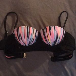 Multicolored bikini top w mesh & doubleclasp back